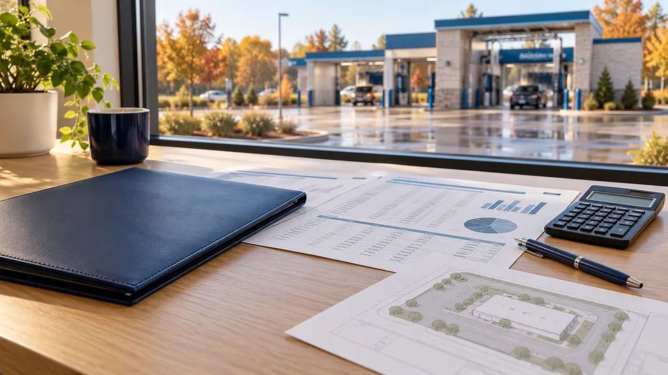 Illustrative calculator, documents and site plan for a transaction review